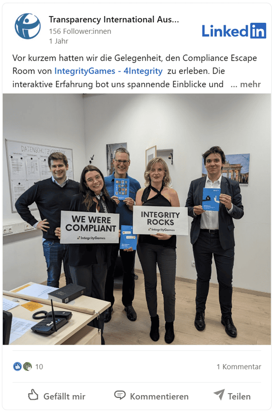 Kundenstimme Transparency International LinkedIn